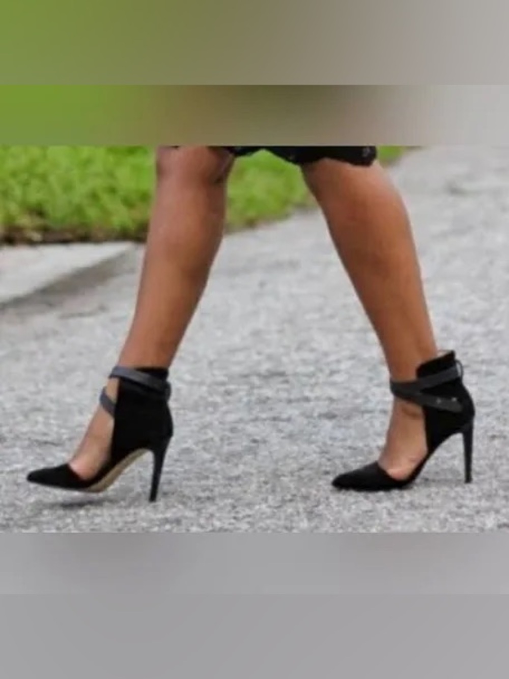 Joe's Jeans Laney suede stiletto pointy leather 8 Black Ankle Strap Heel D’orsay